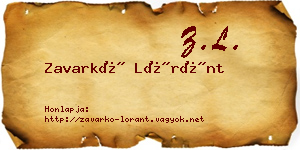 Zavarkó Lóránt névjegykártya
